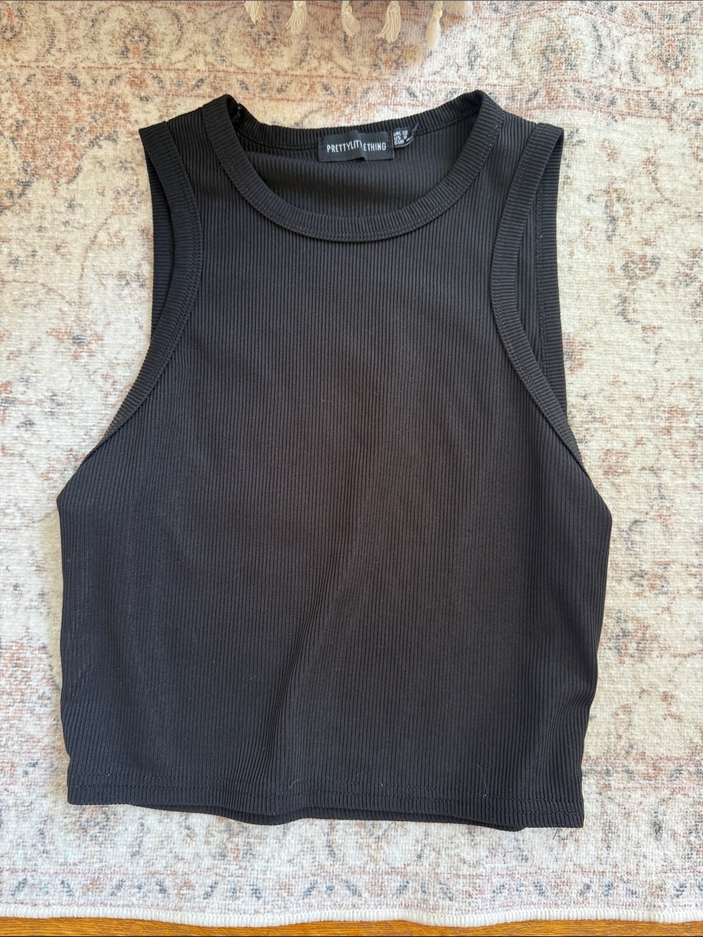 PrettyLittleThing Black Ribbed Crop Tank